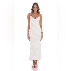 White Ruffle Tiered Maxi Dress